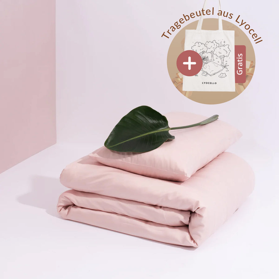 Rosa Lyocell Bettwäsche Set mit Eukalyptus Zellstoff aus 100% Tencel in 135x200, 155x220 und 200x200 / 2-teilig mit Bettbezug und Kissenbezug
